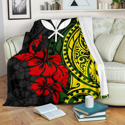 Hawaii Premium Blanket - Polynesian Patterns With Hibiscus Flowers-Myprintsy