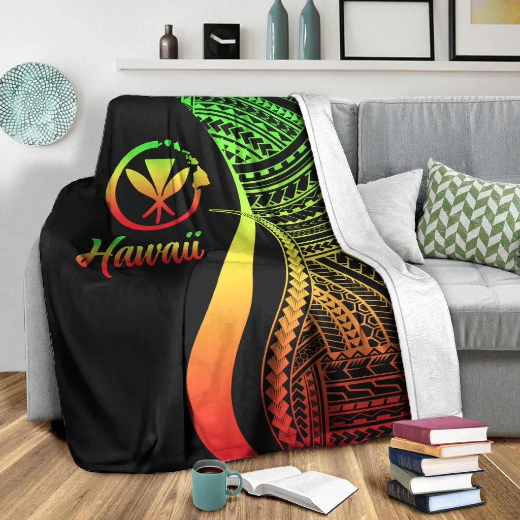 Hawaii Premium Blanket - Reggae Polynesian Tentacle Tribal Pattern-Myprintsy