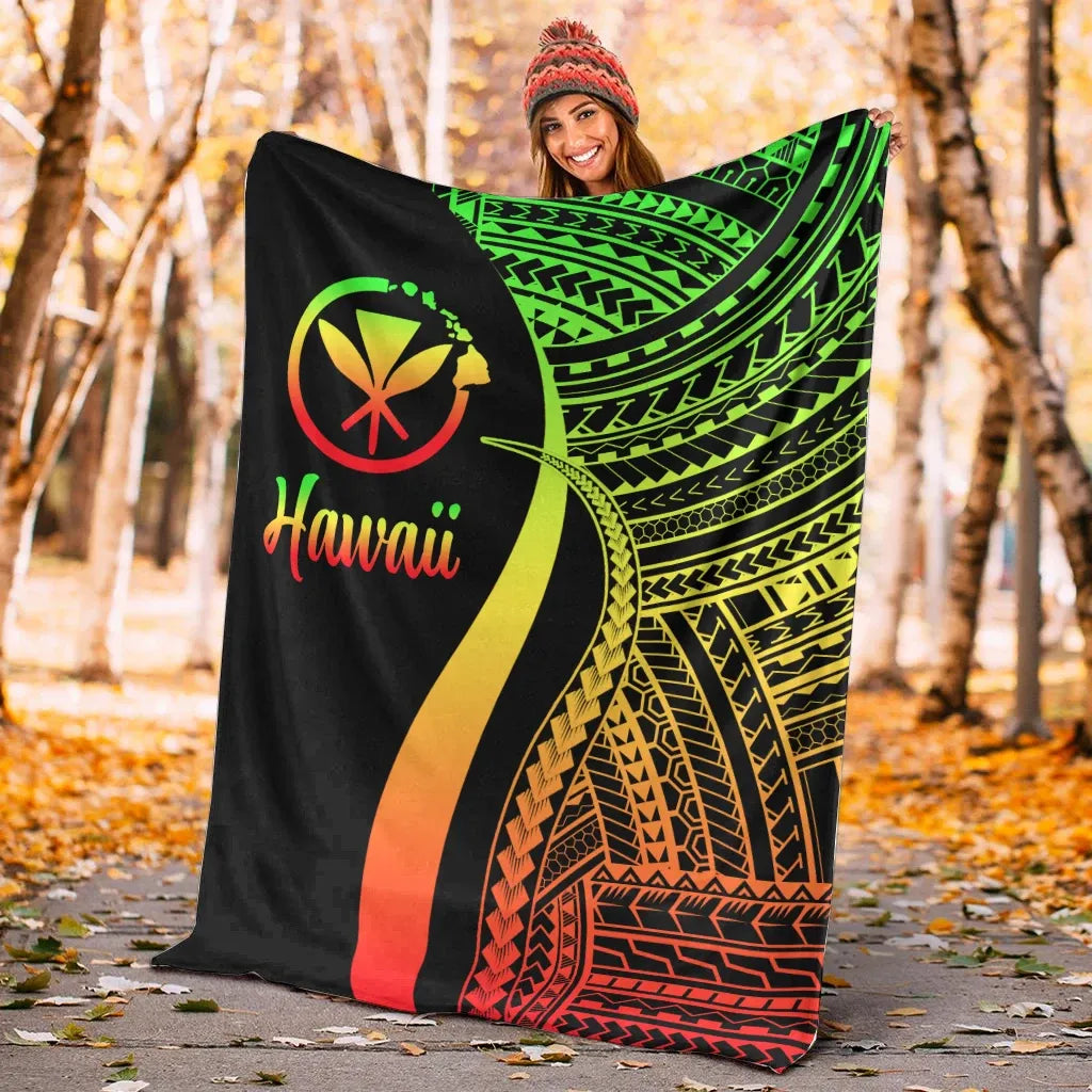 Hawaii Premium Blanket - Reggae Polynesian Tentacle Tribal Pattern-Myprintsy