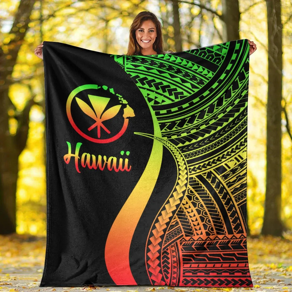 Hawaii Premium Blanket - Reggae Polynesian Tentacle Tribal Pattern-Myprintsy