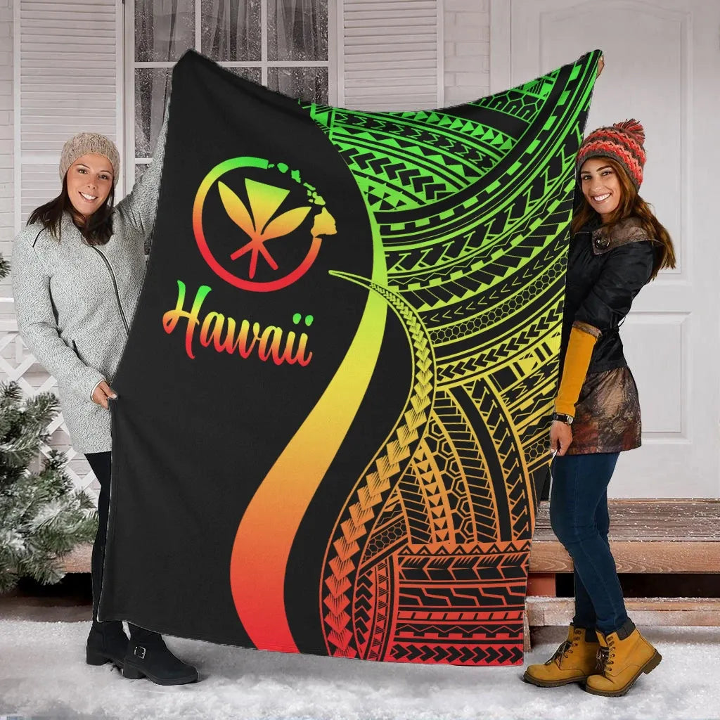 Hawaii Premium Blanket - Reggae Polynesian Tentacle Tribal Pattern-Myprintsy