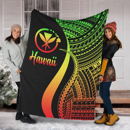 Hawaii Premium Blanket - Reggae Polynesian Tentacle Tribal Pattern-Myprintsy