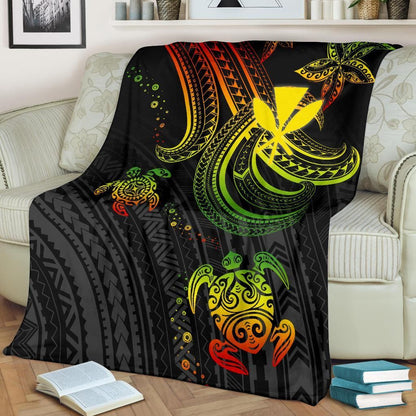 Hawaii Premium Blanket - Reggae Turtle-Myprintsy