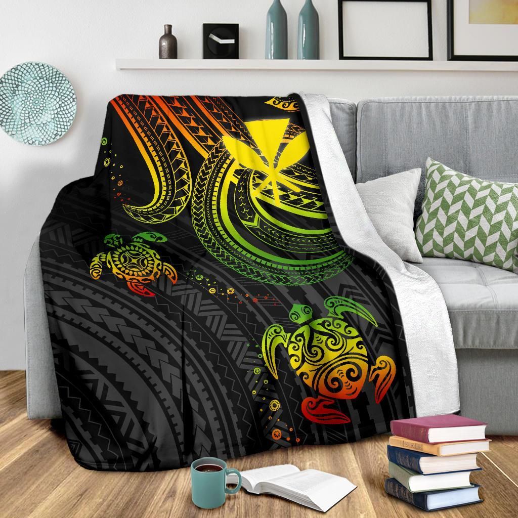 Hawaii Premium Blanket - Reggae Turtle-Myprintsy