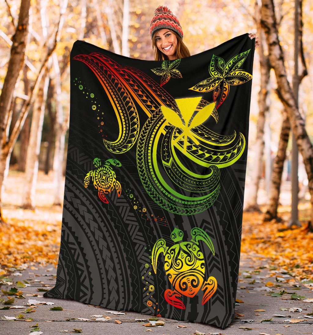 Hawaii Premium Blanket - Reggae Turtle-Myprintsy