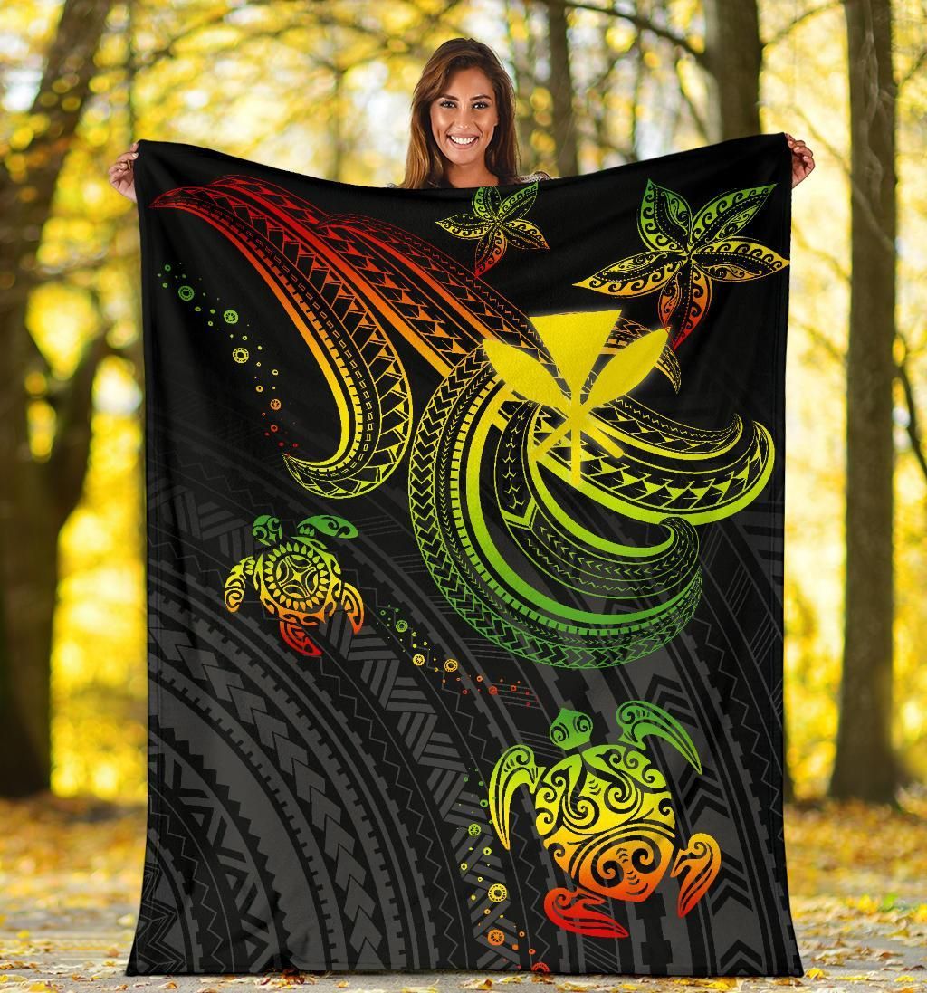 Hawaii Premium Blanket - Reggae Turtle-Myprintsy