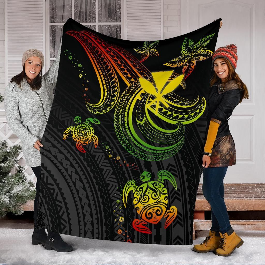 Hawaii Premium Blanket - Reggae Turtle-Myprintsy