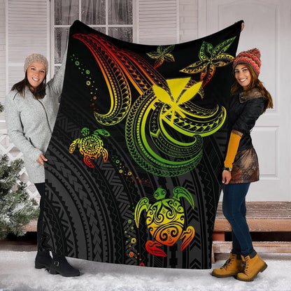 Hawaii Premium Blanket - Reggae Turtle-Myprintsy