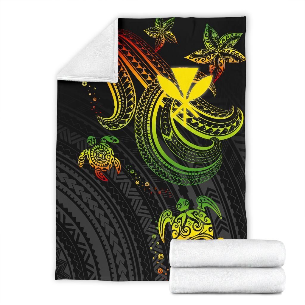 Hawaii Premium Blanket - Reggae Turtle-Myprintsy