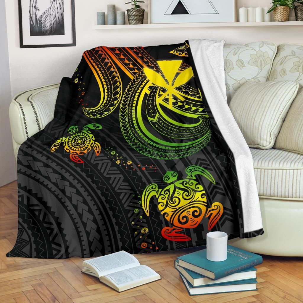 Hawaii Premium Blanket - Reggae Turtle-Myprintsy