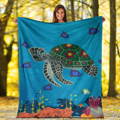 Hawaii Premium Blanket Sea Cartoon-Myprintsy