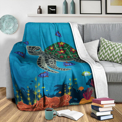 Hawaii Premium Blanket Sea Cartoon-Myprintsy