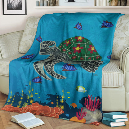 Hawaii Premium Blanket Sea Cartoon-Myprintsy
