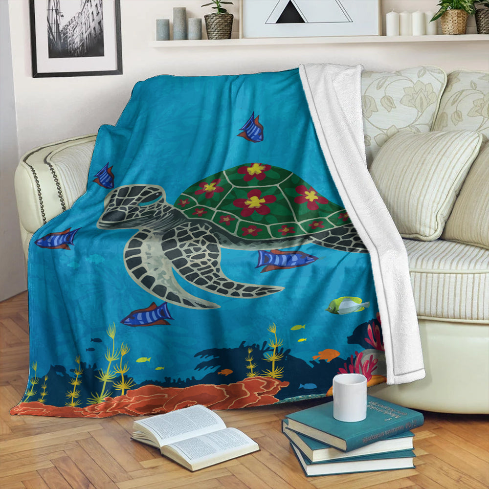 Hawaii Premium Blanket Sea Cartoon-Myprintsy