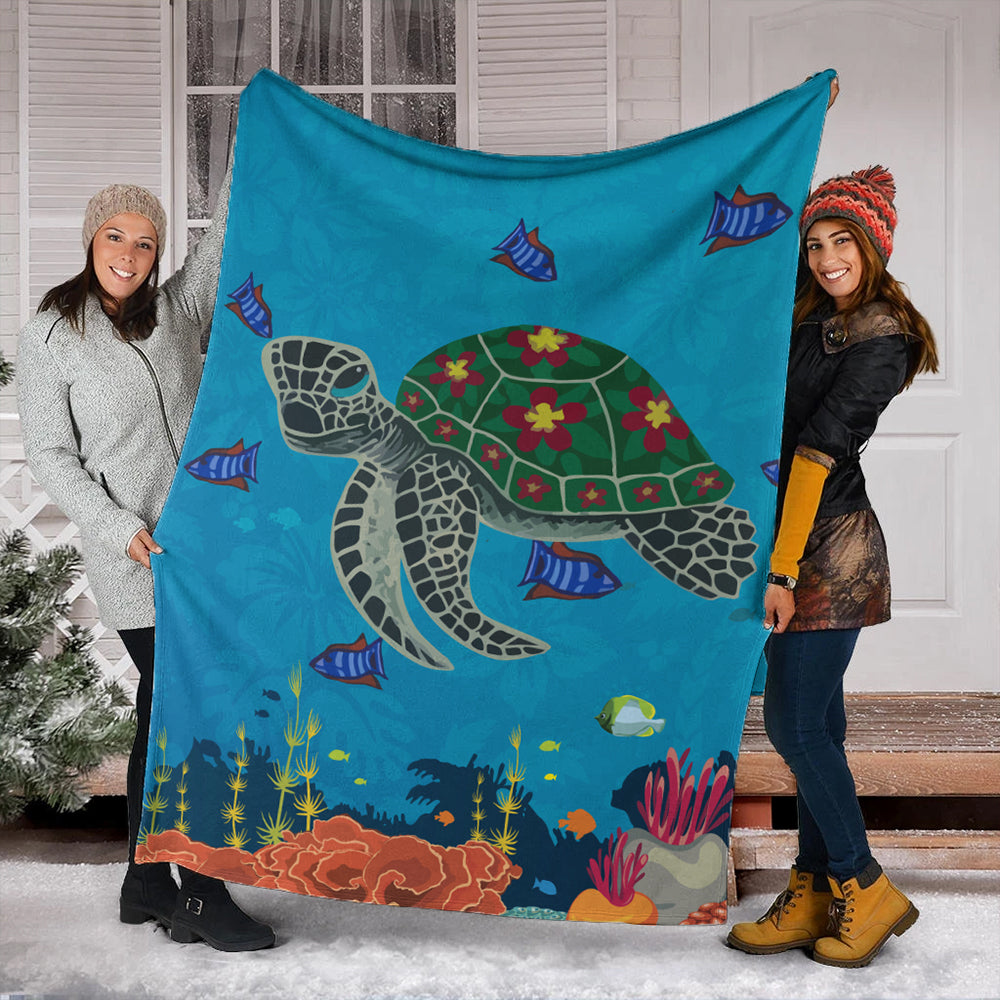 Hawaii Premium Blanket Sea Cartoon-Myprintsy