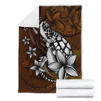 Hawaii Premium Blanket Sea Turtle With Plumeria Polynesian Patterns Retro Style-Myprintsy