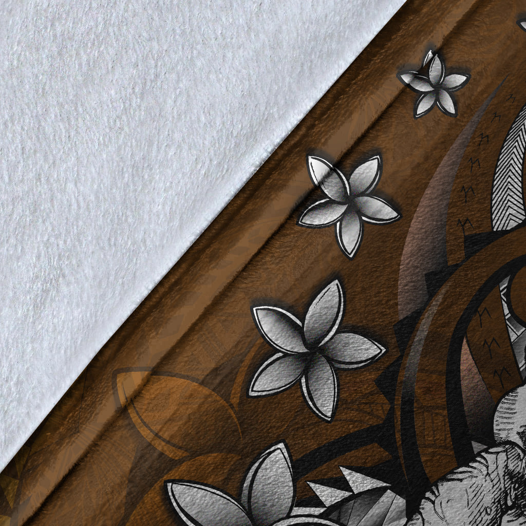 Hawaii Premium Blanket Sea Turtle With Plumeria Polynesian Patterns Retro Style-Myprintsy