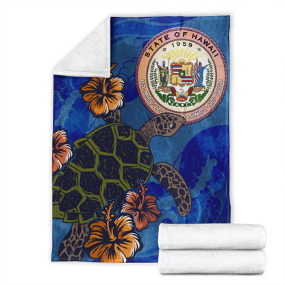 Hawaii Premium Blanket Seal Hibiscus Ocean Pin Light Turtle Sea-Myprintsy