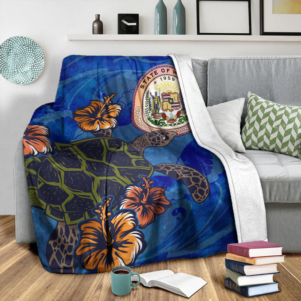 Hawaii Premium Blanket Seal Hibiscus Ocean Pin Light Turtle Sea-Myprintsy