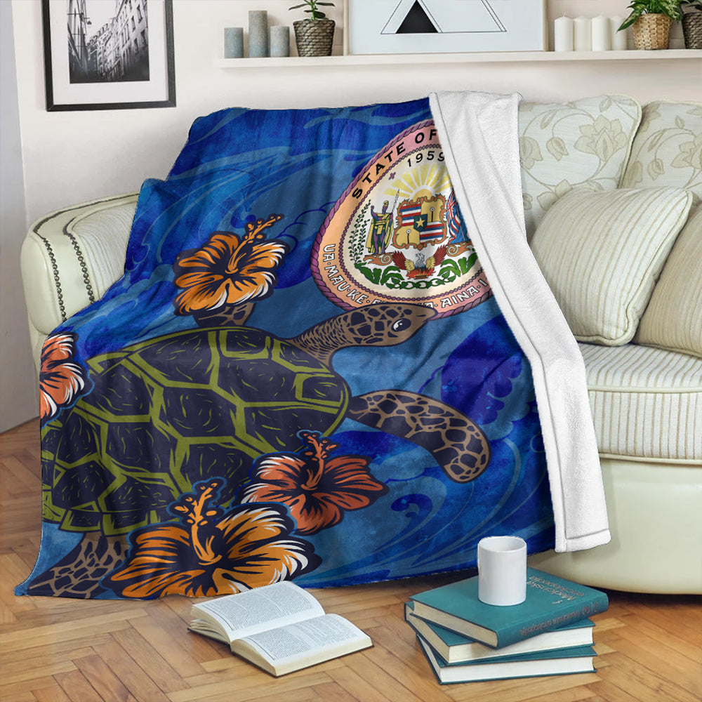 Hawaii Premium Blanket Seal Hibiscus Ocean Pin Light Turtle Sea-Myprintsy