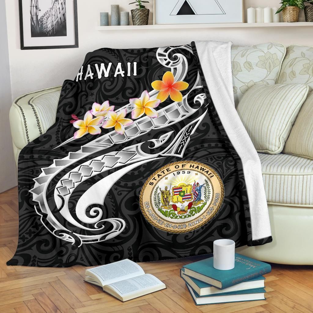 Hawaii Premium Blanket - Seal Polynesian Patterns Plumeria-Myprintsy