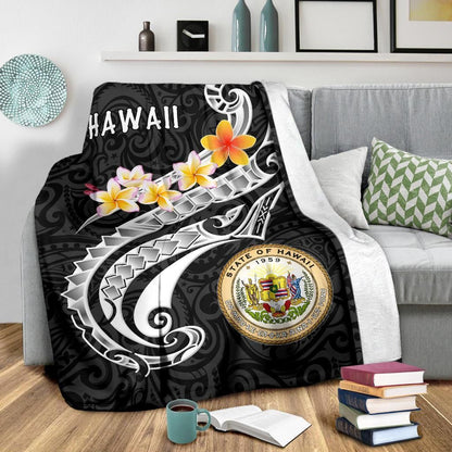 Hawaii Premium Blanket - Seal Polynesian Patterns Plumeria-Myprintsy