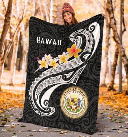 Hawaii Premium Blanket - Seal Polynesian Patterns Plumeria-Myprintsy