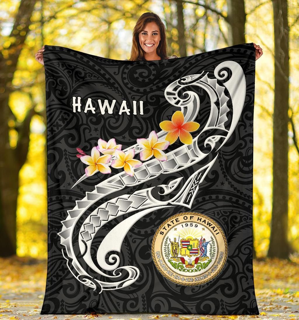 Hawaii Premium Blanket - Seal Polynesian Patterns Plumeria-Myprintsy