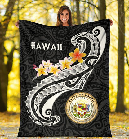Hawaii Premium Blanket - Seal Polynesian Patterns Plumeria-Myprintsy