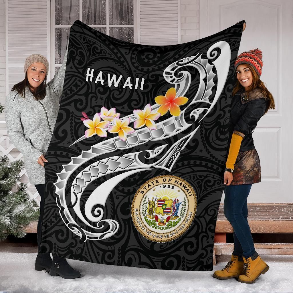Hawaii Premium Blanket - Seal Polynesian Patterns Plumeria-Myprintsy