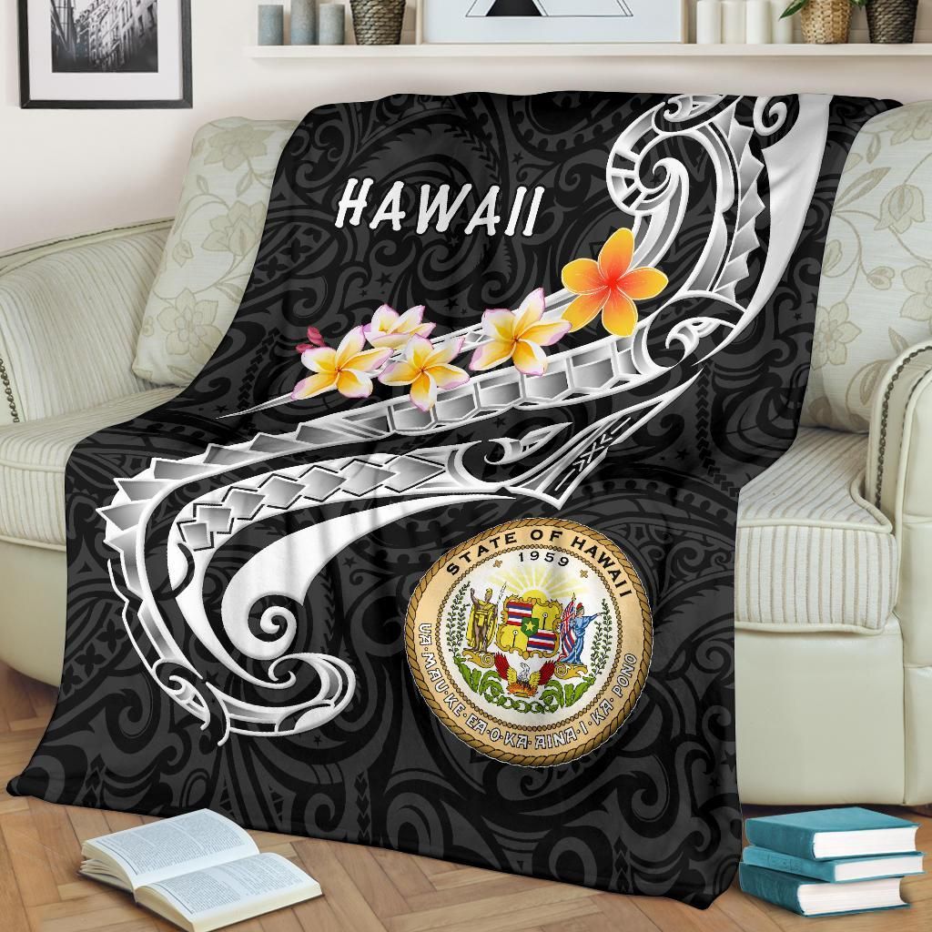 Hawaii Premium Blanket - Seal Polynesian Patterns Plumeria-Myprintsy