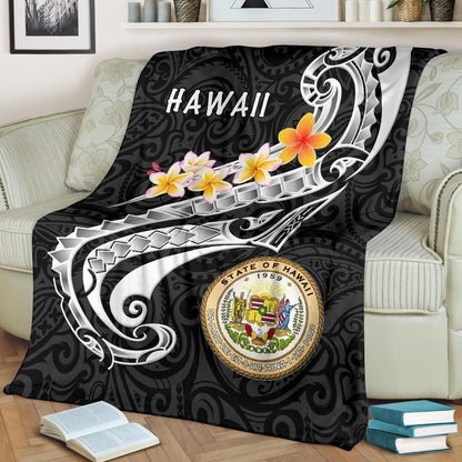 Hawaii Premium Blanket - Seal Polynesian Patterns Plumeria-Myprintsy