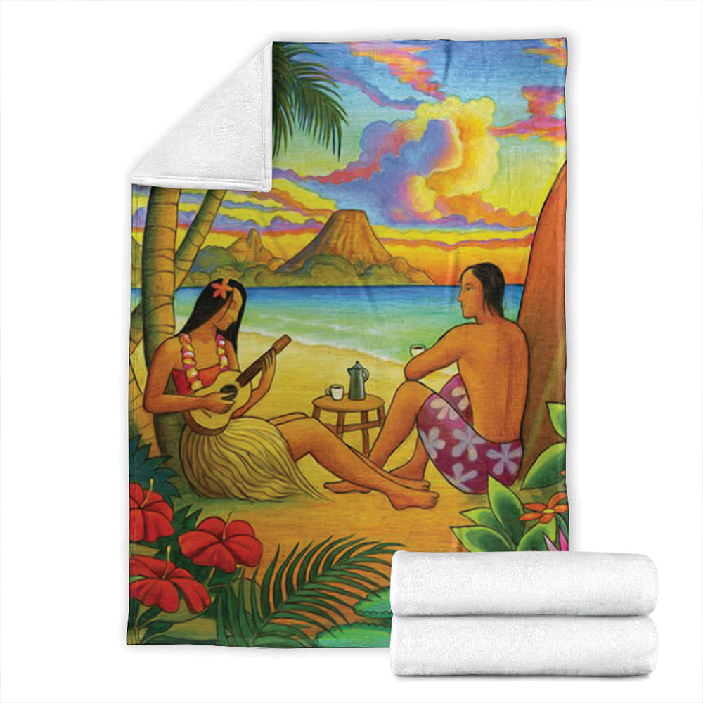 Hawaii Premium Blanket Sing A Song On A Beach-Myprintsy