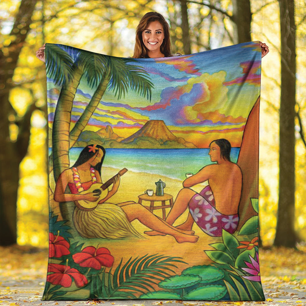 Hawaii Premium Blanket Sing A Song On A Beach-Myprintsy