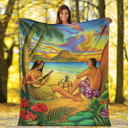 Hawaii Premium Blanket Sing A Song On A Beach-Myprintsy