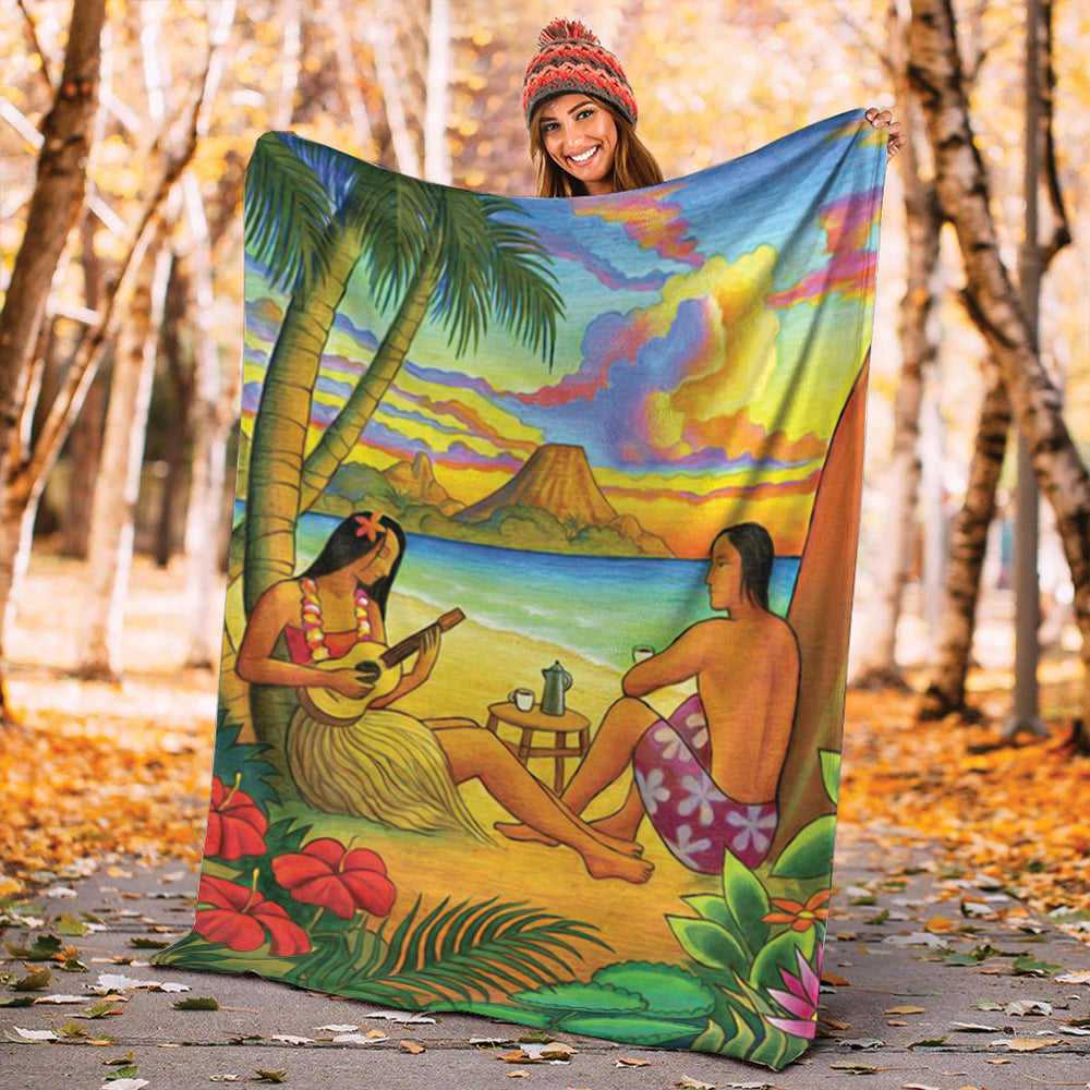 Hawaii Premium Blanket Sing A Song On A Beach-Myprintsy
