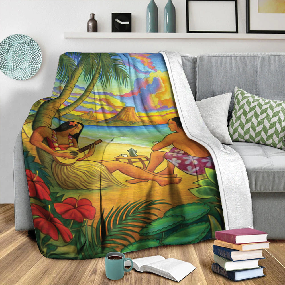 Hawaii Premium Blanket Sing A Song On A Beach-Myprintsy