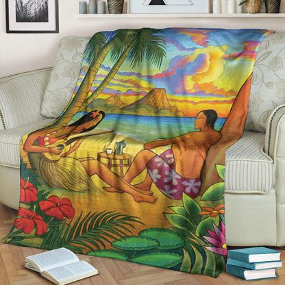 Hawaii Premium Blanket Sing A Song On A Beach-Myprintsy