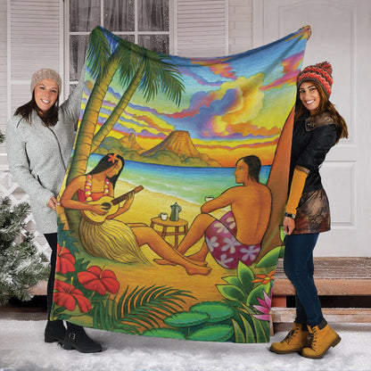 Hawaii Premium Blanket Sing A Song On A Beach-Myprintsy