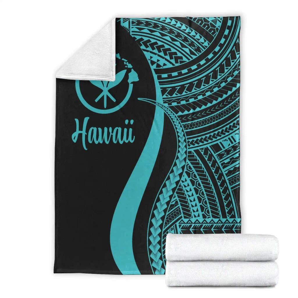 Hawaii Premium Blanket - Turquoise Polynesian Tentacle Tribal Pattern-Myprintsy