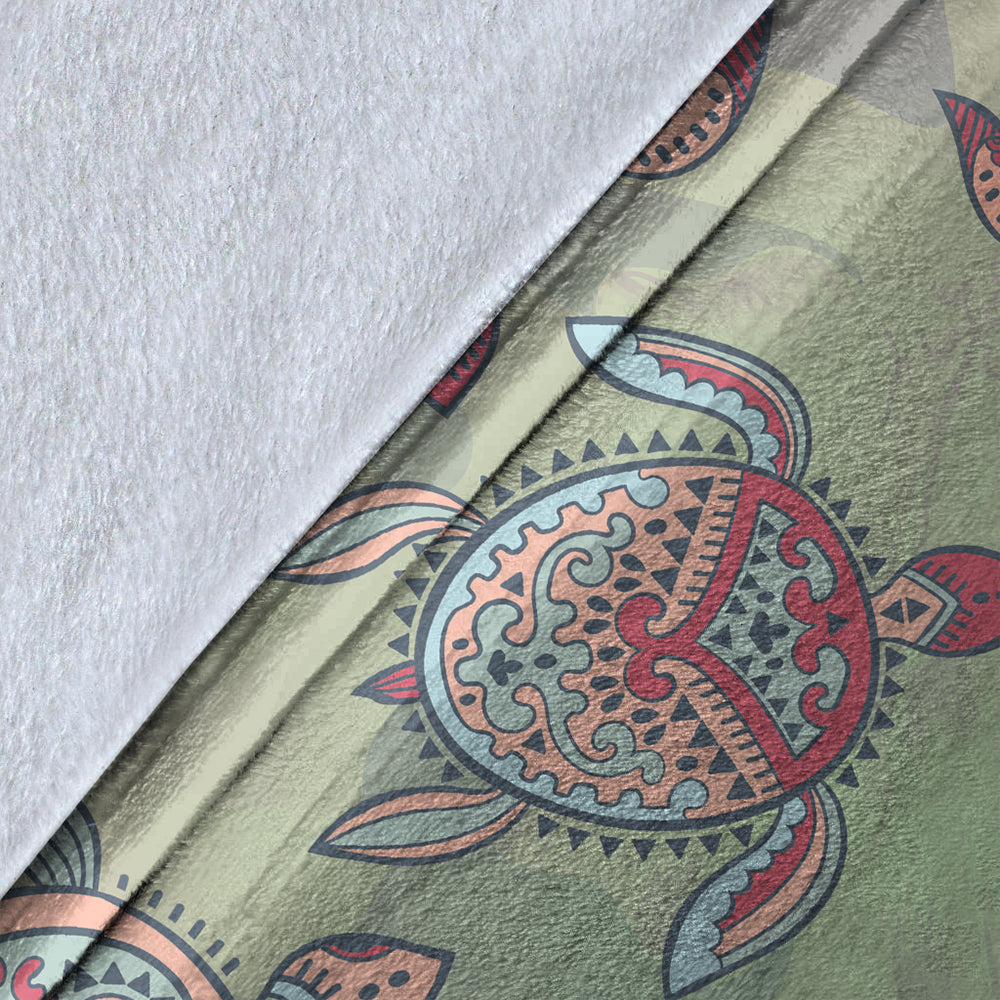 Hawaii Premium Blanket Turtle Colorful Hibiscus Background-Myprintsy