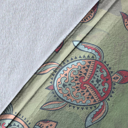 Hawaii Premium Blanket Turtle Colorful Hibiscus Background-Myprintsy