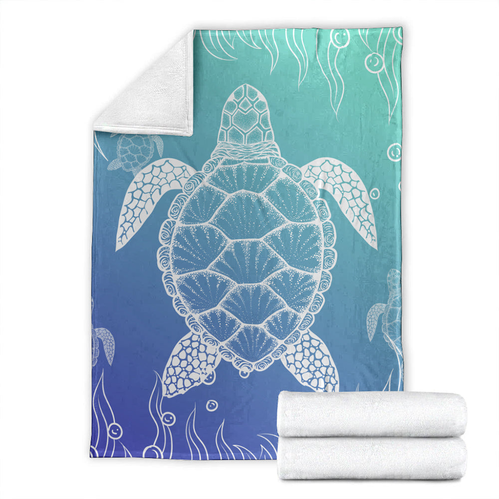 Hawaii Premium Blanket Turtle Gardiant Background-Myprintsy
