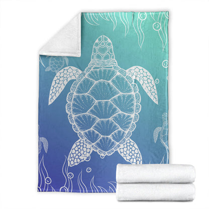 Hawaii Premium Blanket Turtle Gardiant Background-Myprintsy
