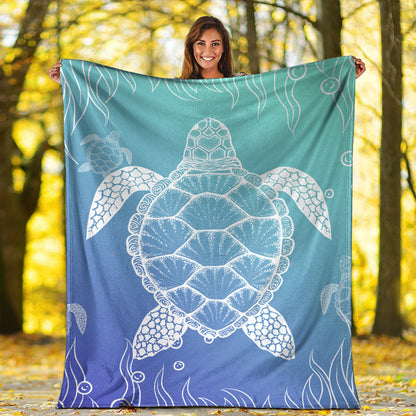 Hawaii Premium Blanket Turtle Gardiant Background-Myprintsy