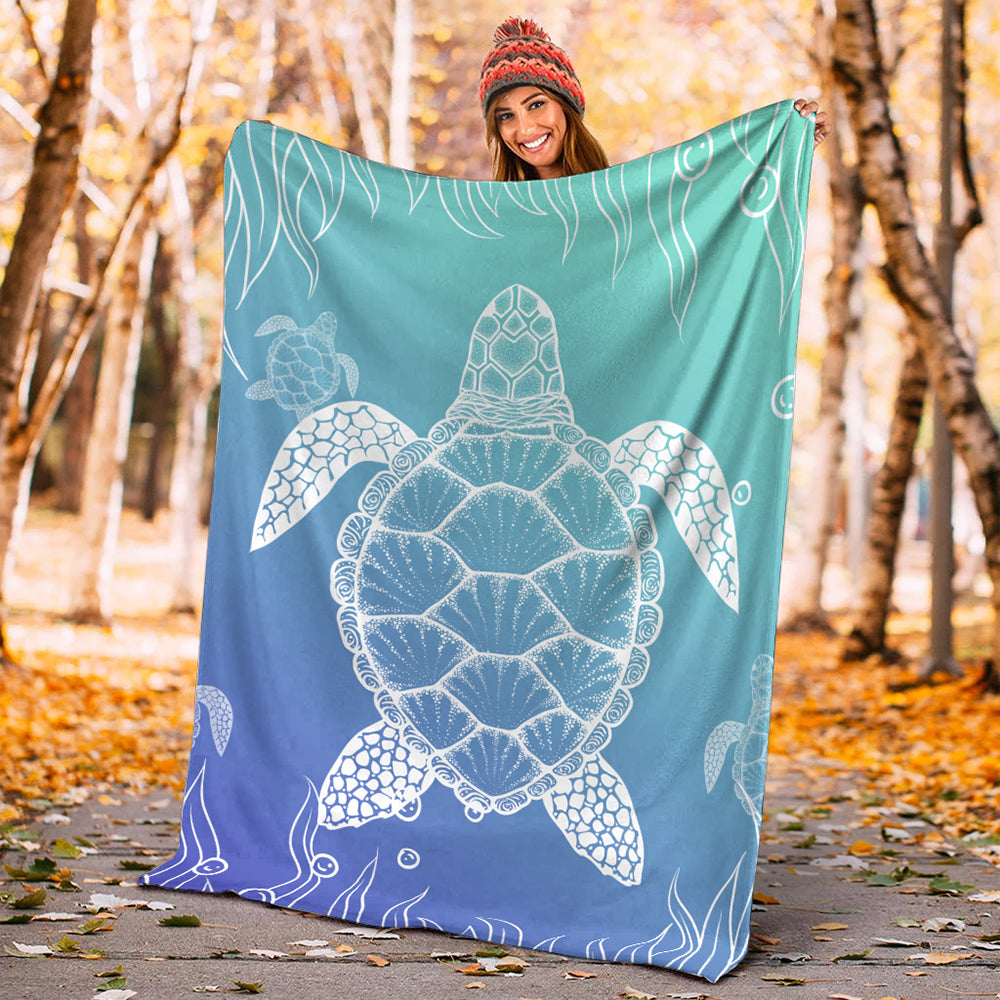 Hawaii Premium Blanket Turtle Gardiant Background-Myprintsy