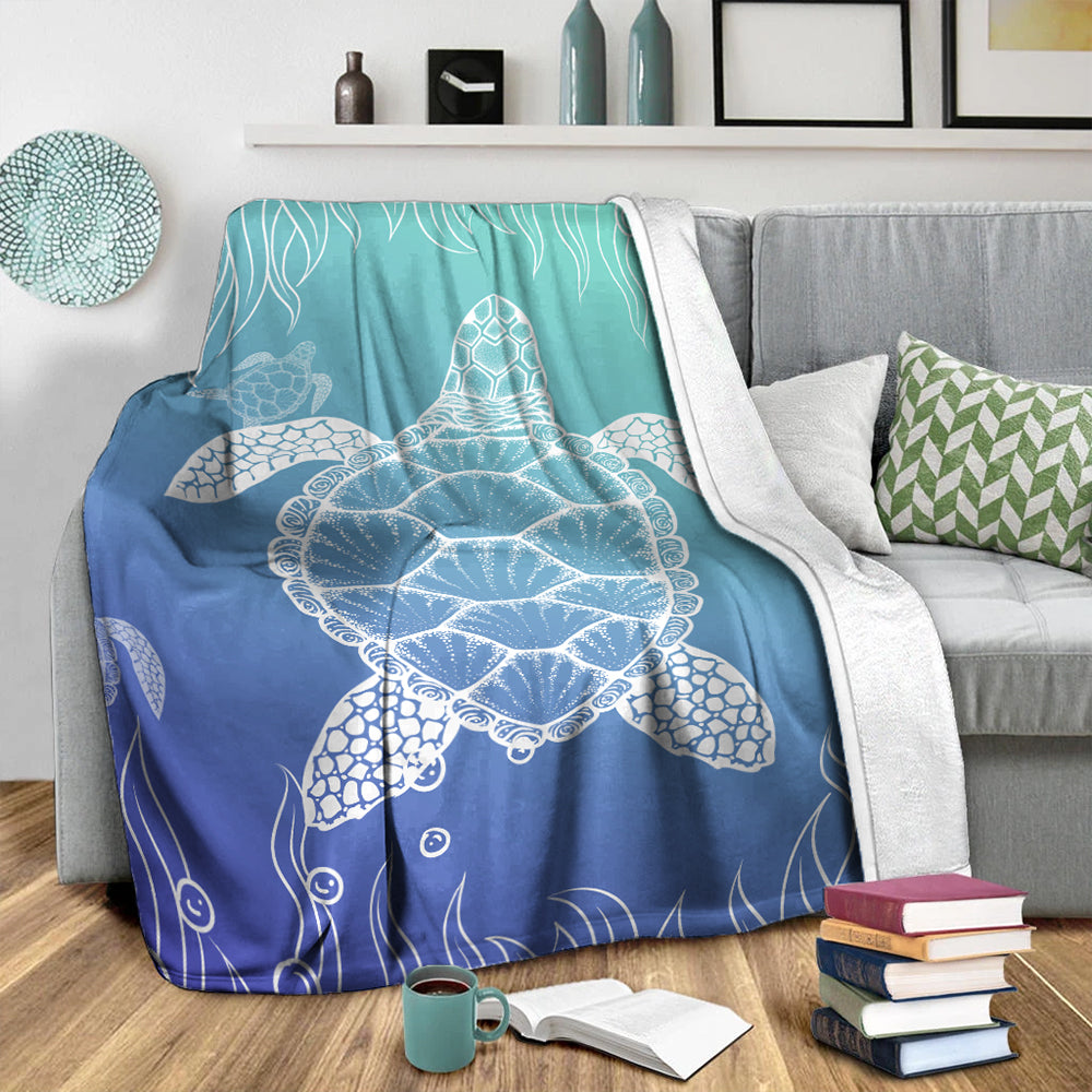 Hawaii Premium Blanket Turtle Gardiant Background-Myprintsy