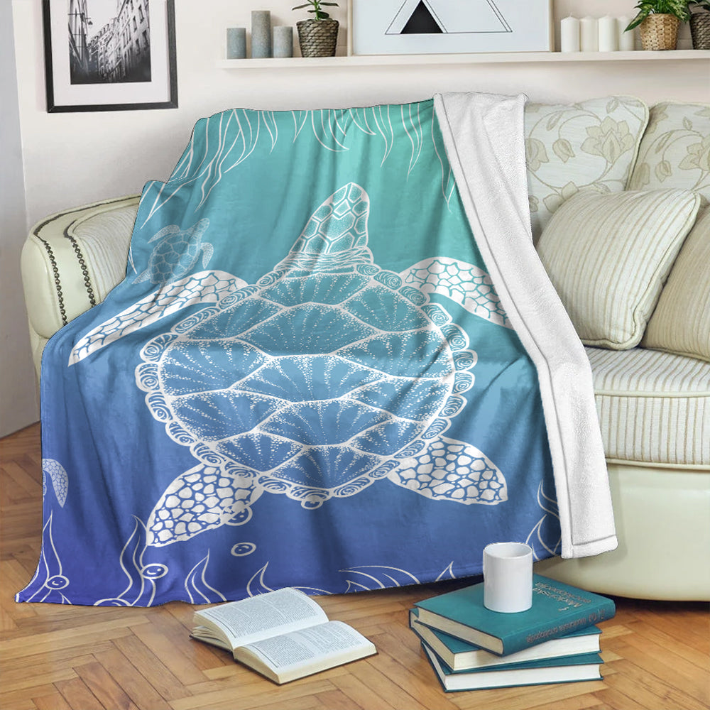Hawaii Premium Blanket Turtle Gardiant Background-Myprintsy