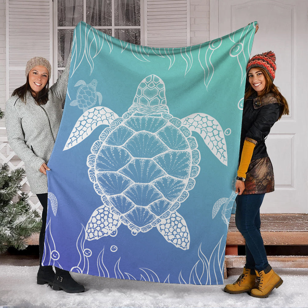 Hawaii Premium Blanket Turtle Gardiant Background-Myprintsy