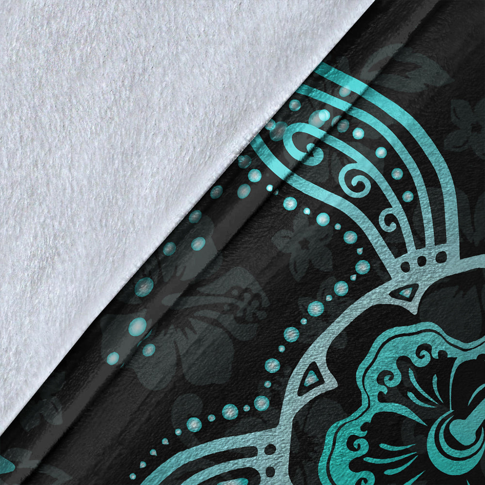 Hawaii Premium Blanket Turtle Hibiscus Blue-Myprintsy
